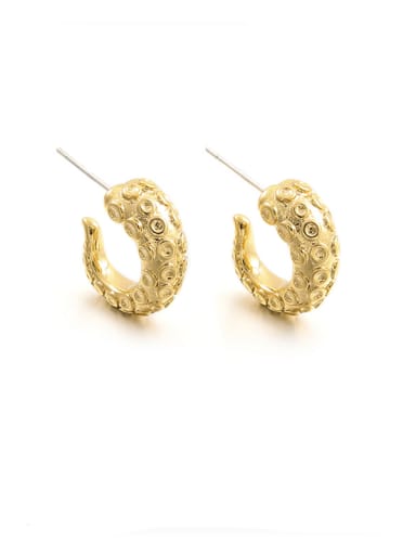 Brass Rhinestone Geometric Vintage C Shape Stud Earring