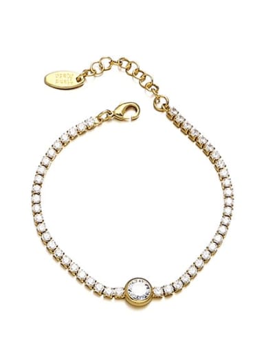 Gold Bracelet Brass Cubic Zirconia Hip Hop Geometric Bracelet and Necklace Set