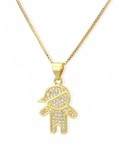 Brass Cubic Zirconia boy and girl Cute Necklace