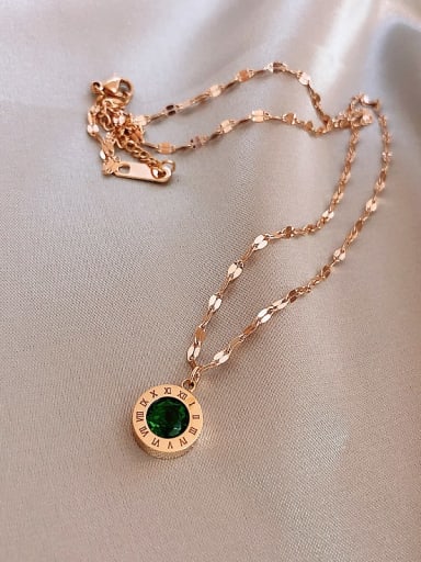 Titanium Crystal Green Number Trend Number Necklace