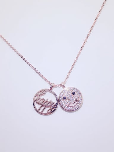 Rose gold plated X056 Brass Cubic Zirconia Round Dainty Necklace