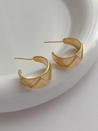 Q61 Gold Earrings Brass Geometric Minimalist Stud Earring