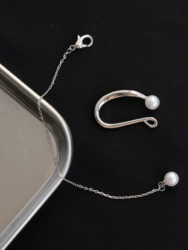 Brass Imitation Pearl Tassel Minimalist Single Earring