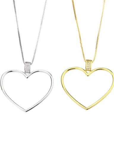 Brass Minimalist Hollow Heart Pendant  Necklace
