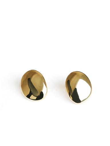 Brass Smooth Irregular  Geometric Minimalist Stud Earring