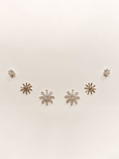 Brass Cubic Zirconia Sunflower Set Minimalist Stud Earring