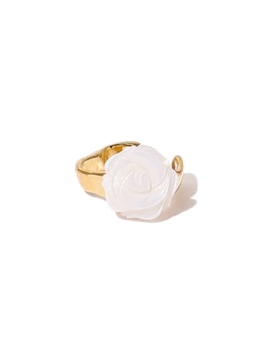 single-Only One Brass Shell Flower Vintage Huggie Earring