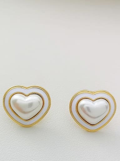 white Copper Heart Minimalist Stud Trend Korean Fashion Earring