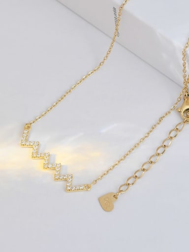 Gold XL62800 Brass Cubic Zirconia Geometric Dainty Necklace