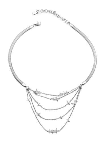 Brass Cubic Zirconia Tassel Hip Hop Necklace