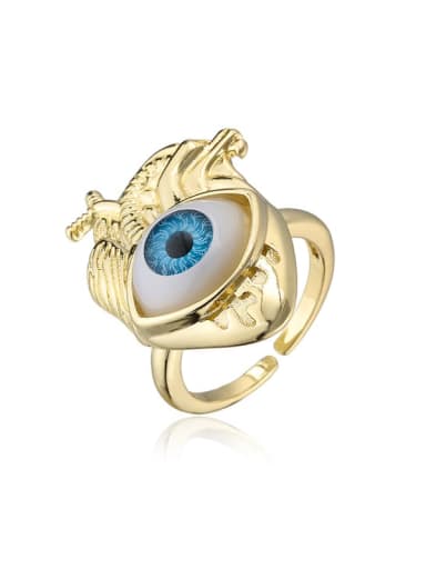 11253 Brass Enamel Evil Eye Vintage Band Ring