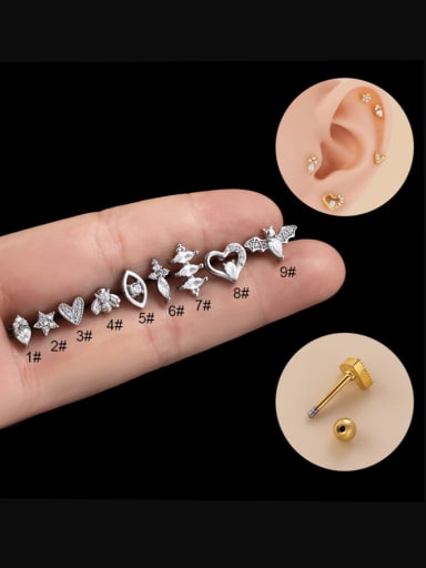 866 steel Brass Cubic Zirconia Heart Cute Single Earring