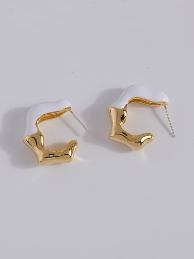 Brass Enamel Geometric Trend Stud Earring