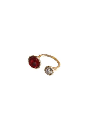 Brass Cubic Zirconia Red Ball Trend Band Ring