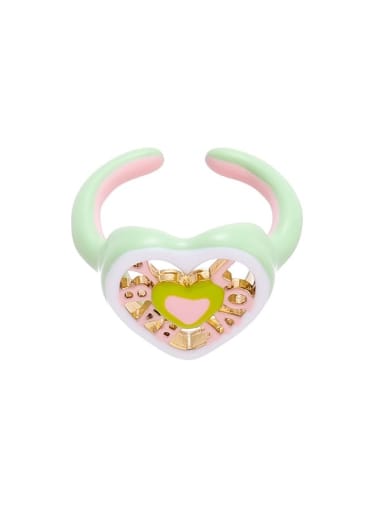 Style 2 Brass Enamel Multi Color Heart Minimalist Band Ring