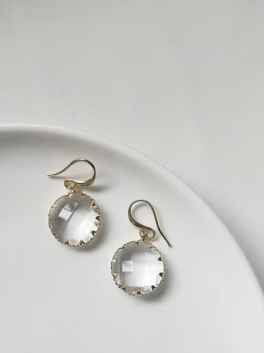 Copper Glass stone Water Drop Minimalist Hook Trend Korean Fashion Earring
