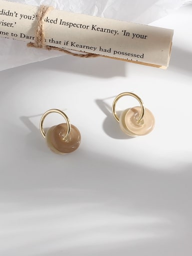 Copper Acrylic Round Minimalist Huggie Trend Korean Fashion Earring