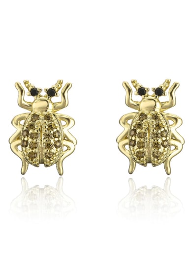 Brass Cubic Zirconia Bee Cute Stud Earring