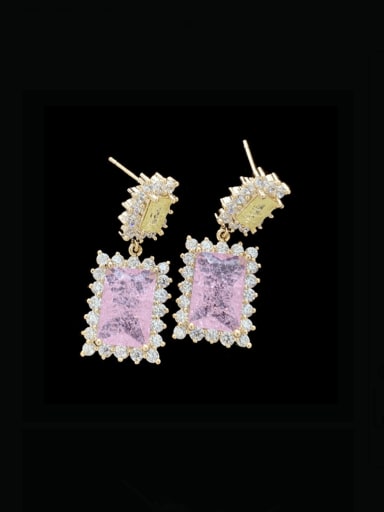 Yellow pink Zinc Alloy Glass Stone Geometric Luxury Cluster Earring