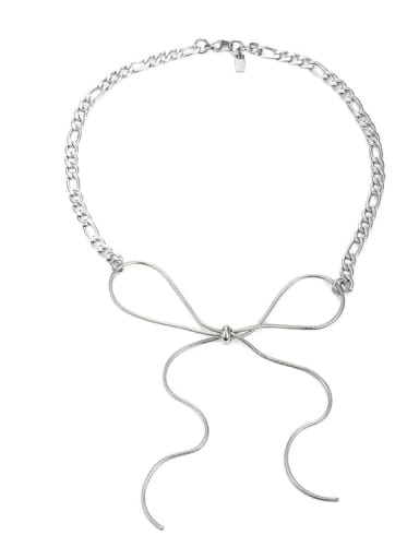 Titanium Steel Bowknot Tassel Minimalist Necklace