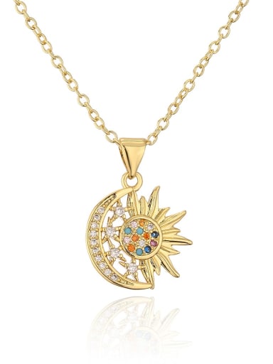 21969 Brass Cubic Zirconia Star Vintage Necklace