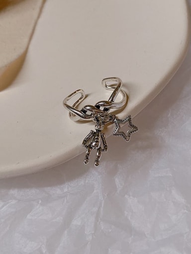 Alloy+Rabbit With Star Trend Band Ring/ Free Size Ring