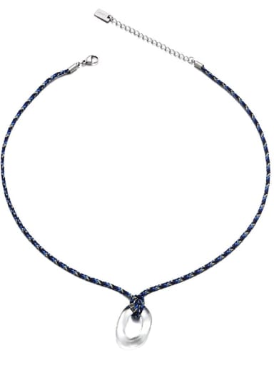 Titanium Steel Glass Stone Cotton thread Geometric Minimalist Necklace