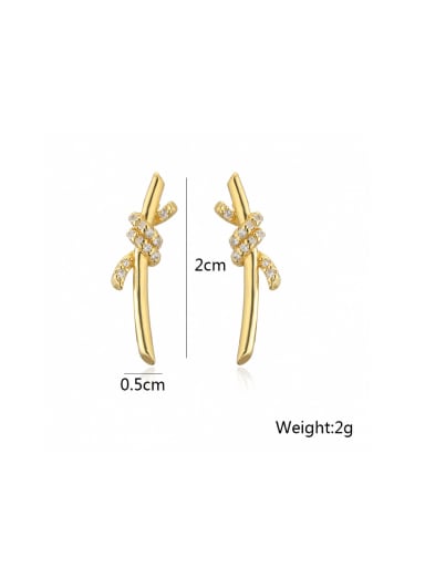41598 Brass Cubic Zirconia Animal Vintage Stud Earring