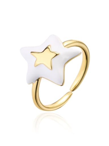 11933 Brass Enamel Star Minimalist Band Ring