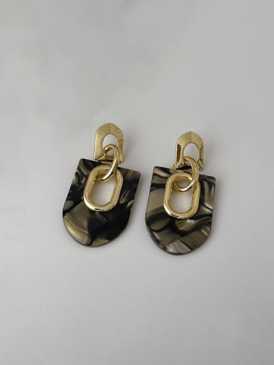 Oval earrings Brass Acrylic Geometric Hip Hop Drop Earring