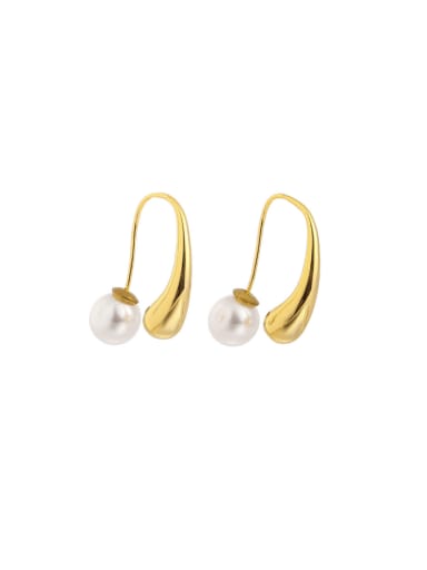 Brass Imitation Pearl Geometric Vintage Hook Earring