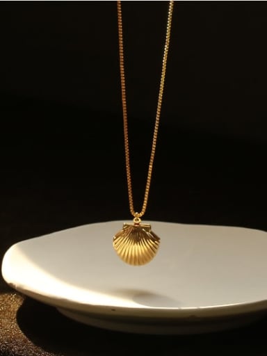 Brass Irregular Minimalist  shell pendant Necklace