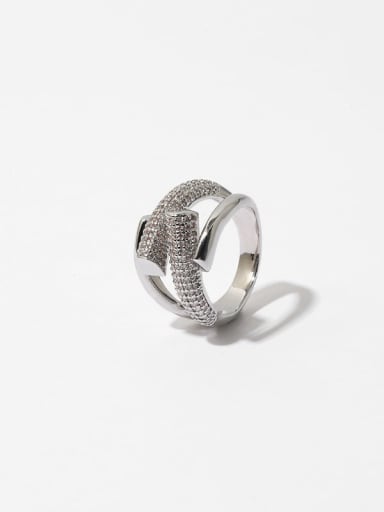 Brass Rhinestone Geometric Hip Hop Stackable Ring