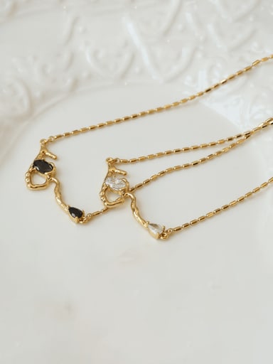 Brass Cubic Zirconia Irregular Vintage Necklace