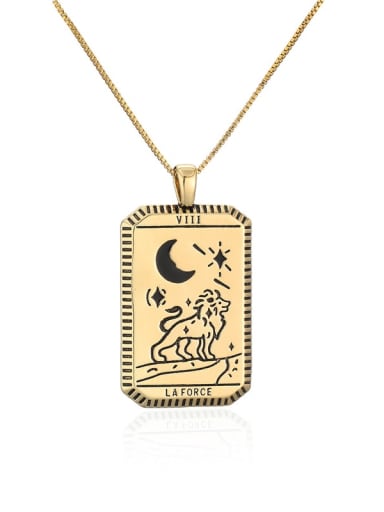 Brass Enamel  Vintage Geometric Pendant Necklace