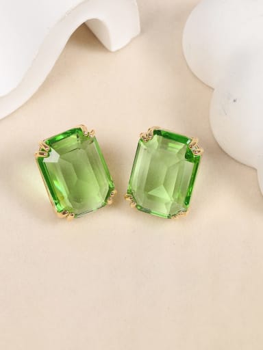 Green earrings Brass Glass Stone Geometric Minimalist Necklace