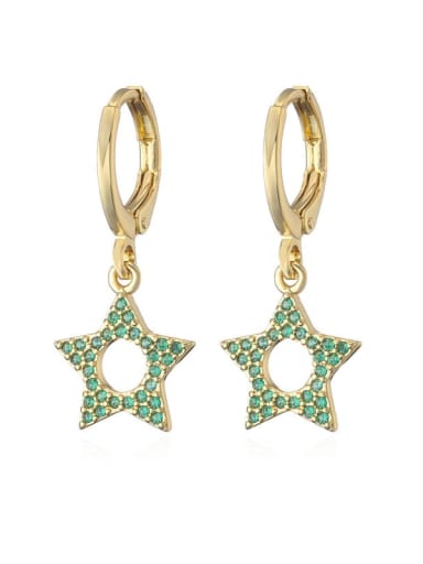 Brass Cubic Zirconia Five-pointed star Vintage Huggie Earring