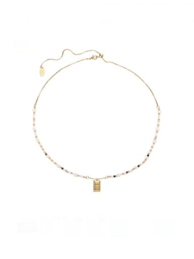 Brass Imitation Pearl Geometric Vintage Beaded Necklace