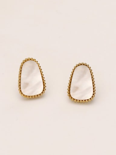 Brass Shell Geometric Minimalist Stud Trend Korean Fashion Earring
