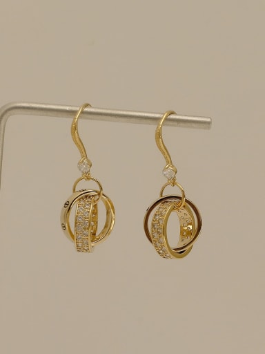 Brass Hollow Geometric Vintage Hook Trend Korean Fashion Earring