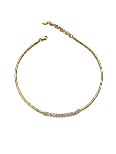 Brass Cubic Zirconia Snake Bone Chain Vintage Necklace