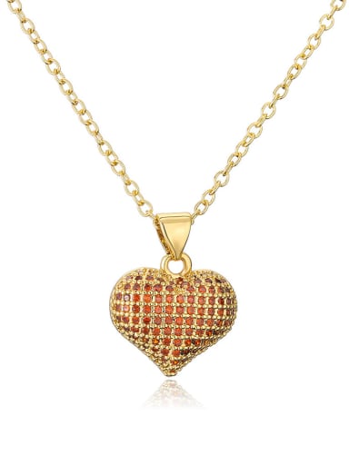 22082 Brass Cubic Zirconia Heart Hip Hop Necklace