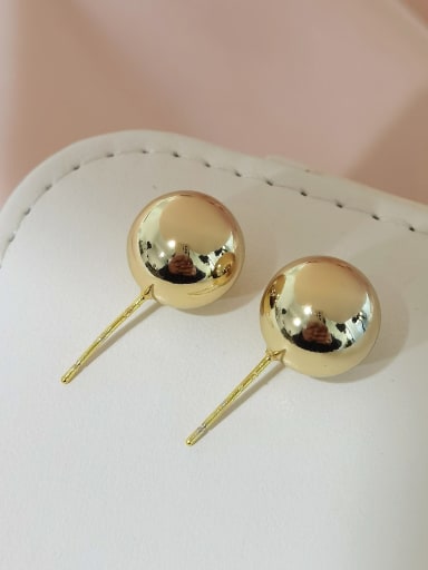 14k gold Brass Smooth Round Ball Minimalist Stud Earring