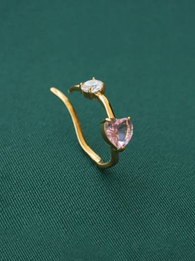 Brass Cubic Zirconia Heart Minimalist Single Earring( Single -Only One)