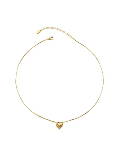 Titanium Steel Chain Brass  Heart Pendant Minimalist Necklace