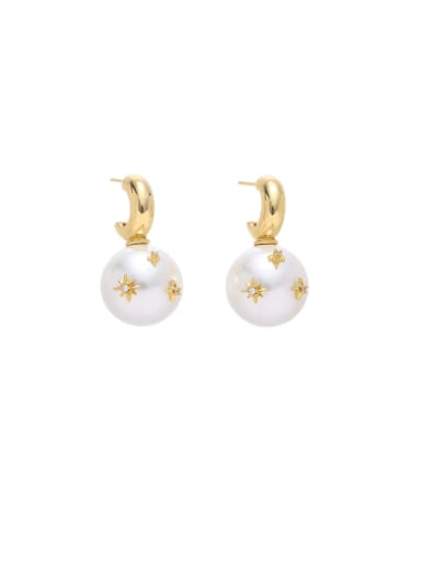 custom Brass Freshwater Pearl Star Vintage Drop Earring