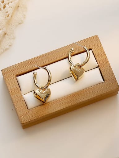 14K gold Copper Smooth Heart Minimalist Huggie Trend Korean Fashion Earring