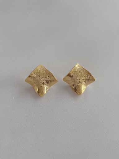 G203 Gold Brass Geometric Hip Hop Stud Earring