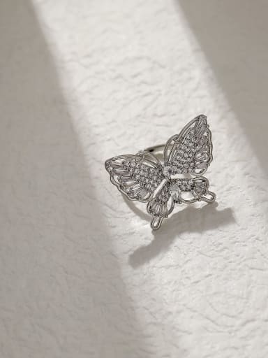 Brass Cubic Zirconia Butterfly Vintage Band Fashion Ring