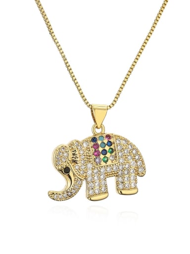custom Brass Cubic Zirconia Elephant Minimalist Necklace